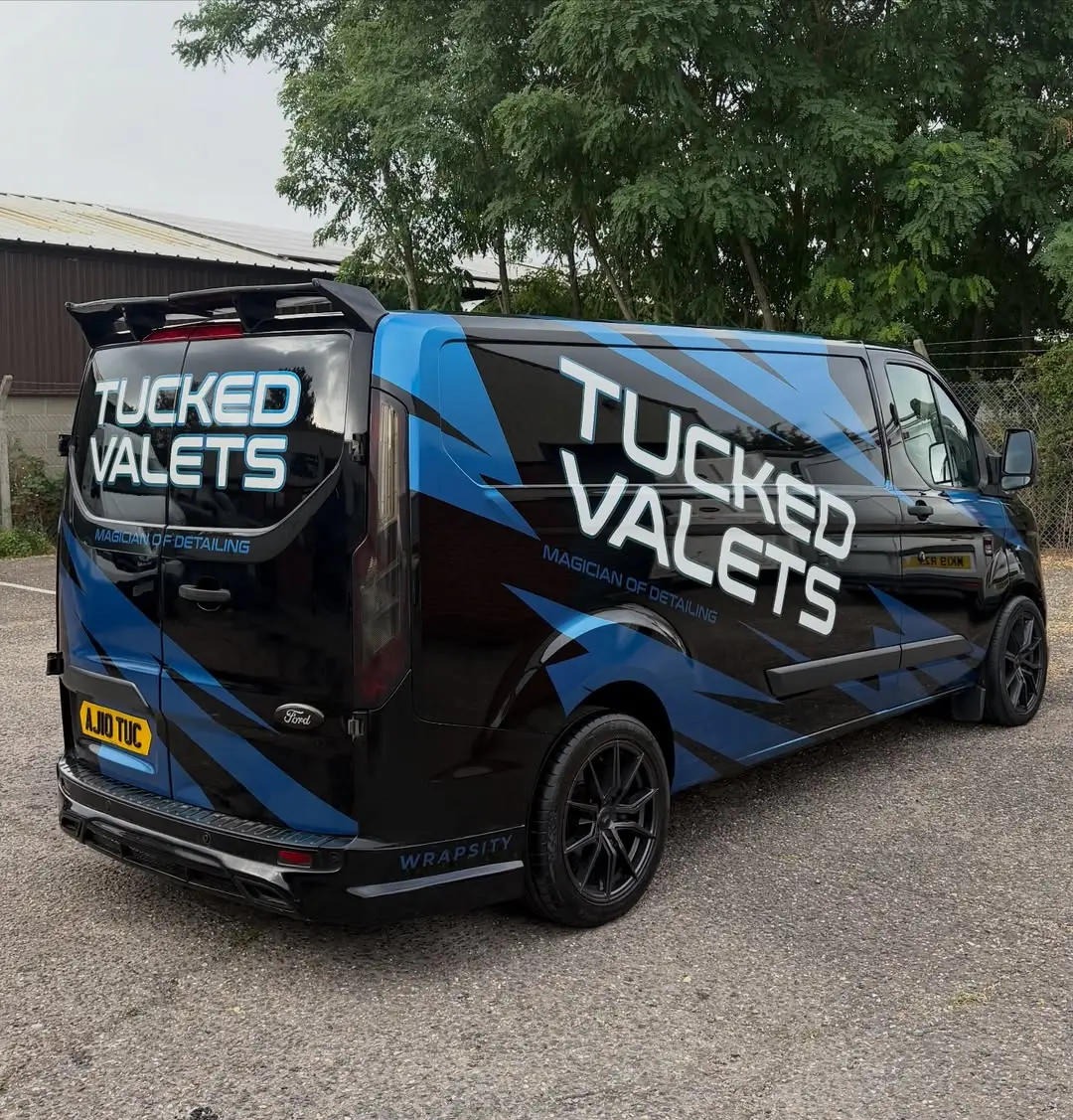 The wrapped Tucked Valets van ready for mobile valeting in Norwich
