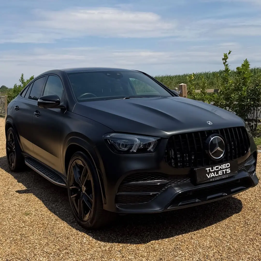 Satin black Mercedes GLE coupe after a Tucked Deep Clean in Norfolk
