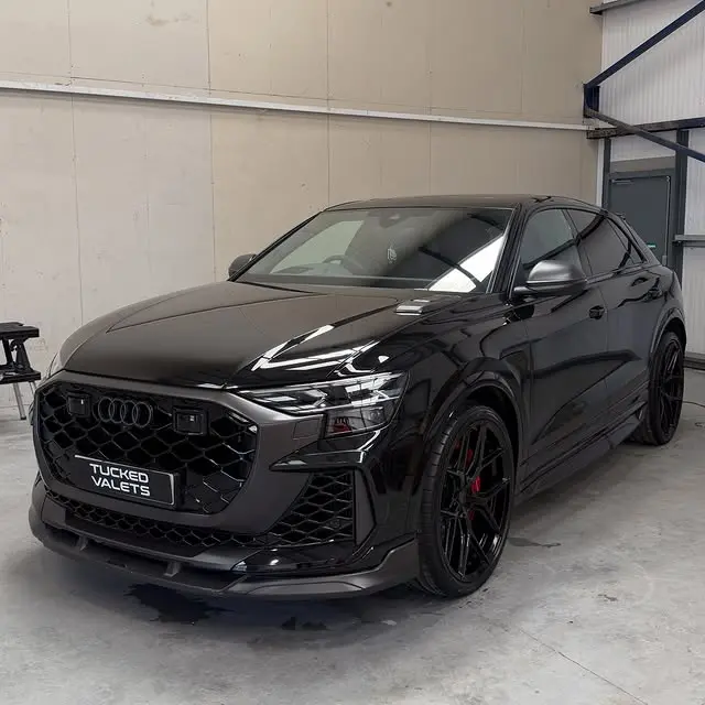 Black Audi RSQ8 after multi stage paint correction and ceramic coating