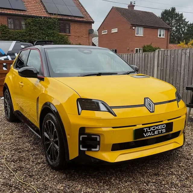 Yellow Renault 5 with 7 year ceramic protection